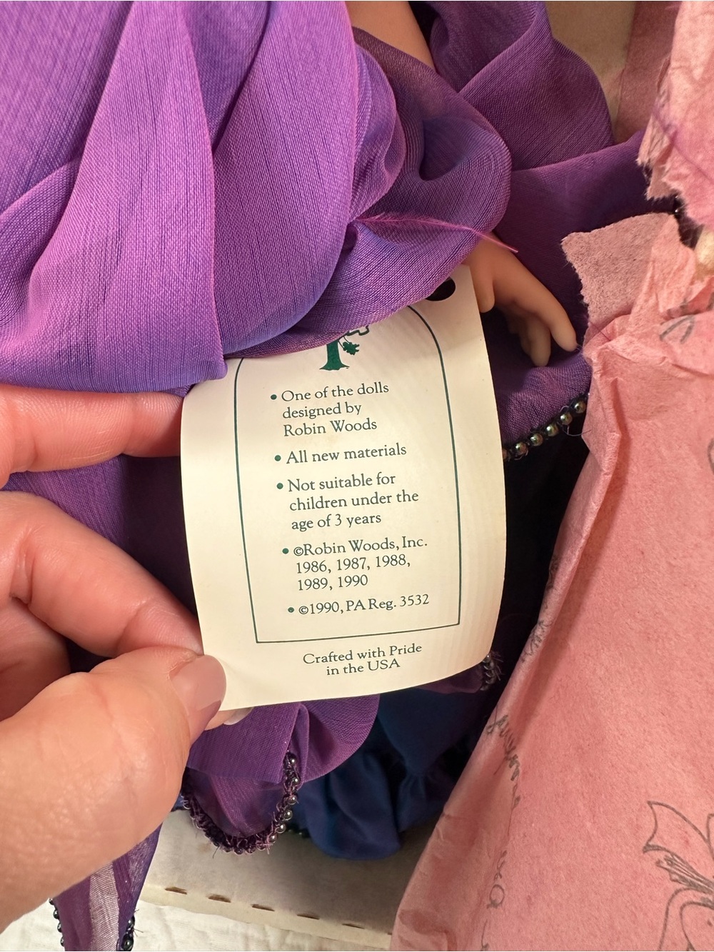 Robin Woods Orchid Doll I Hear America Singing 1990 w Box Tag Vintage - Picture 4 of 12